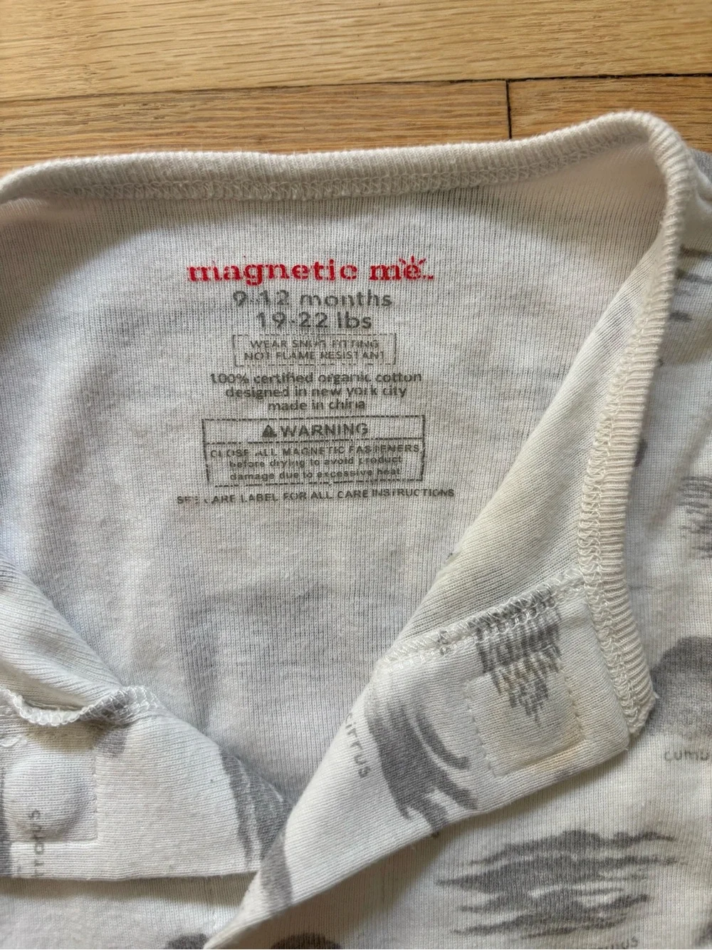 Magnetic me 9-12mo cloud print footie